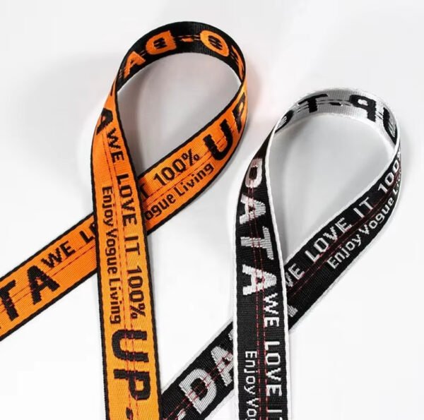 Detail-03 Custom Logo Wear Resistant Non-Elastic Jacquard Polyester Webbing for Bag Strap Pet Leash