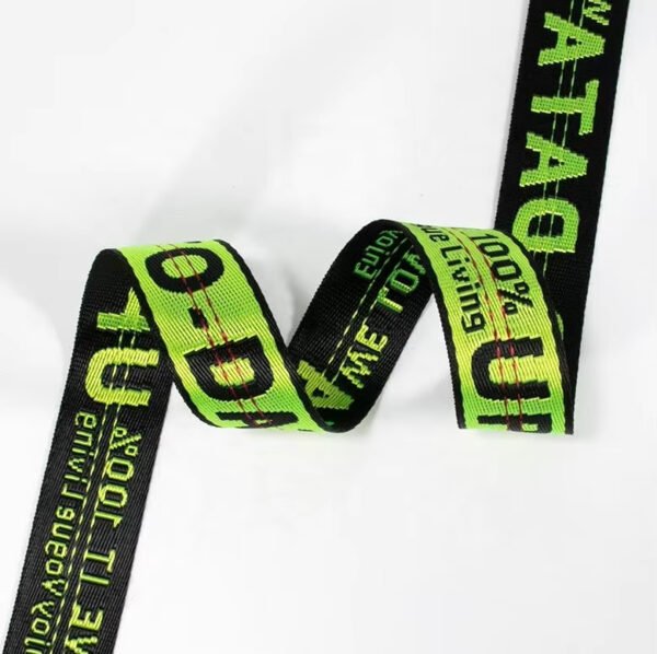 Detail-05 Custom Logo Wear Resistant Non-Elastic Jacquard Polyester Webbing for Bag Strap Pet Leash