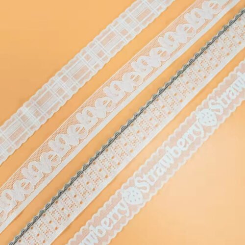 High Quality Breathable Floral Letter White Lace Trim Hollow Out Jacquard Lace Webbing for Lingerie
