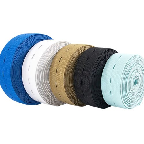 Main-01 Custom Multi-color Premium Nylon Buttonhole Elastic Band Adjustable Button Elastic Waistband for Maternity Wear