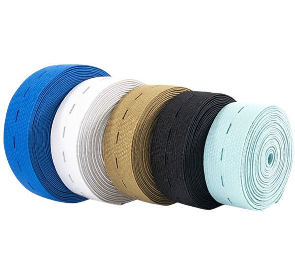 Main-01 Custom Multi-color Premium Nylon Buttonhole Elastic Band Adjustable Button Elastic Waistband for Maternity Wear
