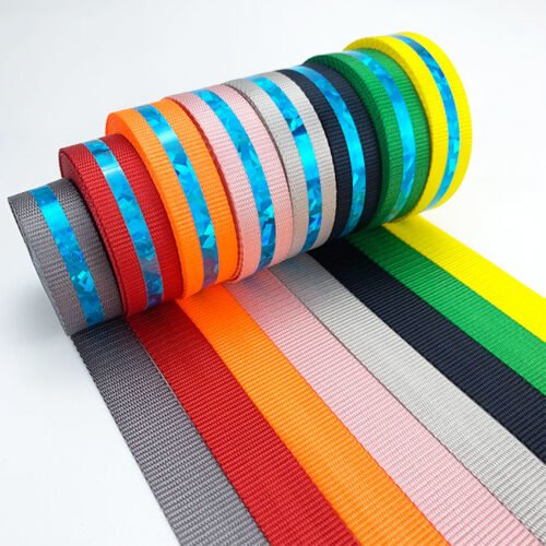 100% Polyester 1.5 Inch Webbing Wholesale Red Green Stripe 1 Inch 2 Inch Seatbelt