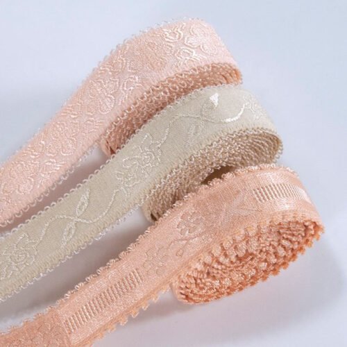Main-01 Factory Underwear Accessories Custom Jacquard Pattern Non-slip Nylon Plush Elastic Bra Shoulder Straps Elastic Band