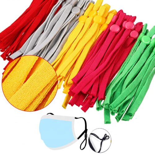 Soft Medical Elastic Band for Sewing Stretchy Strap With Adjuster Stoppers Clip Earmuff Ear Loops for Adult Kids