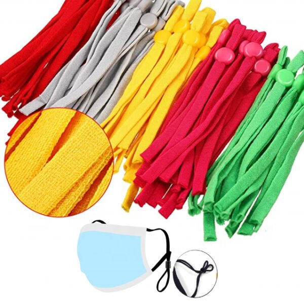 Soft Medical Elastic Band for Sewing Stretchy Strap With Adjuster Stoppers Clip Earmuff Ear Loops for Adult Kids