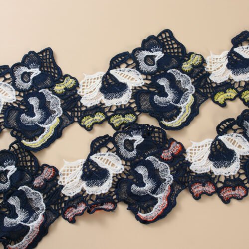 Factory Custom Embroidery Milk Silk Embroidered Lace Fabric Trimming Lace Sewing