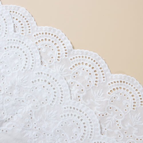 Factory Embroidery Lace Fabric Embroidered Lace Fabric Polyester White Embroidery Lace Trim for Dress