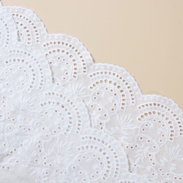 Factory Embroidery Lace Fabric Embroidered Lace Fabric Polyester White Embroidery Lace Trim for Dress