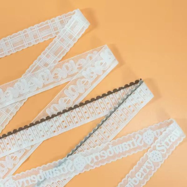 High Quality Breathable Floral Letter White Lace Trim Hollow Out Jacquard Lace Webbing for Lingerie