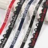 Main-02 Custom Jacquard logo Designer Braided Fluorescent Green Polyester Webbing Band for Garments Shoes Bags