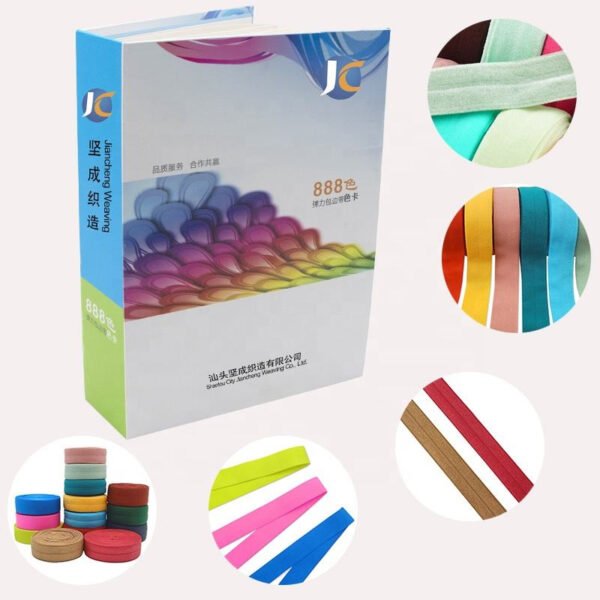 Main-02 888 Colors Stock Fold Over Spandex Elastic Ribbon Nylon Bias Binding Tape Custom Width Garment Sewing Elastic Band