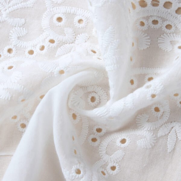 Factory Embroidery Lace Fabric Embroidered Lace Fabric Polyester White Embroidery Lace Trim for Dress