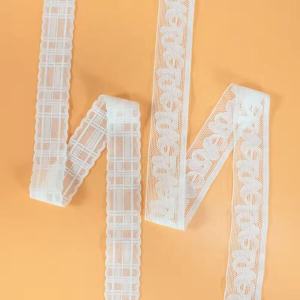 High Quality Breathable Floral Letter White Lace Trim Hollow Out Jacquard Lace Webbing for Lingerie