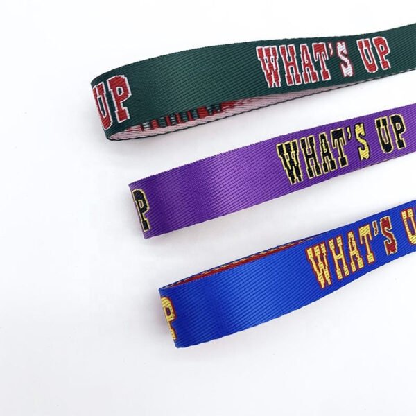 Custom Woven Jacquard Printed logo Recycled Thick Nylon Belt Webbing Strap for Dog Collar Luggage Backpack Bags Webbing