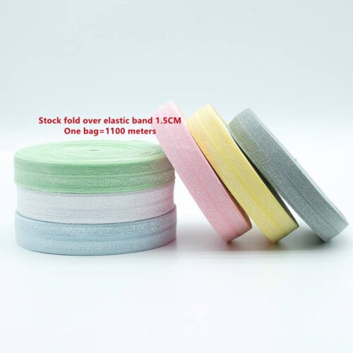 Wholesale Stock 1.5cm Polyester Fabric Bright Single Fold Bias Binding Spandex Elastic Tape Ribbon Band for Clothing