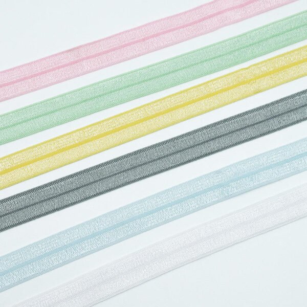 Wholesale Stock 1.5cm Polyester Fabric Bright Single Fold Bias Binding Spandex Elastic Tape Ribbon Band for Clothing