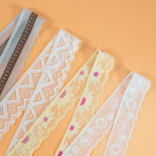 High Quality French Lace Trimming Polyester Embroidery Narrow Jacquard Stretch Lace Elastic Picot Lace