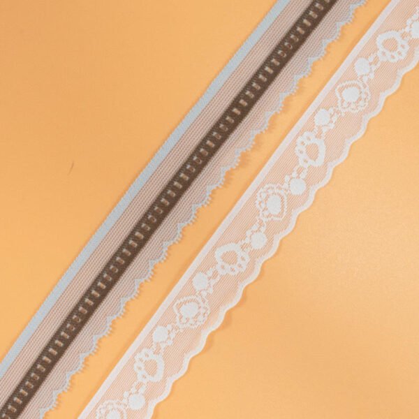 High Quality French Lace Trimming Polyester Embroidery Narrow Jacquard Stretch Lace Elastic Picot Lace