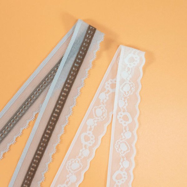 High Quality French Lace Trimming Polyester Embroidery Narrow Jacquard Stretch Lace Elastic Picot Lace