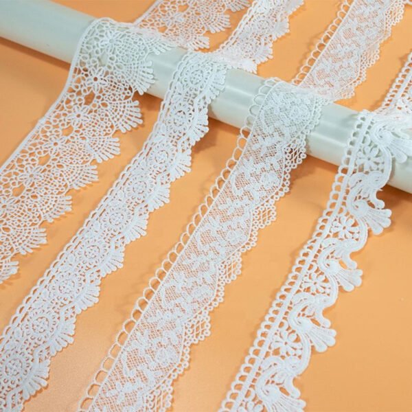Lace Ribbon With Cotton Embroidery Water Soluble Crochet Lace Trim for Bridal Wedding Dress Decoration Christmas Gift Package
